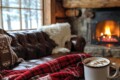 Cozy autumn indoor scene in Cedar Park featuring a warm mug of hot chocolate